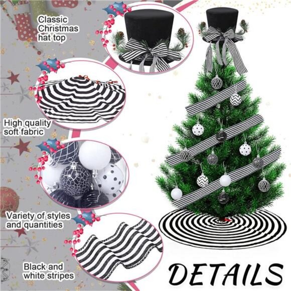 $_10.JPG 33 Pcs Christmas Tree Decoration Set Striped Christmas Tree Skirt Christmas